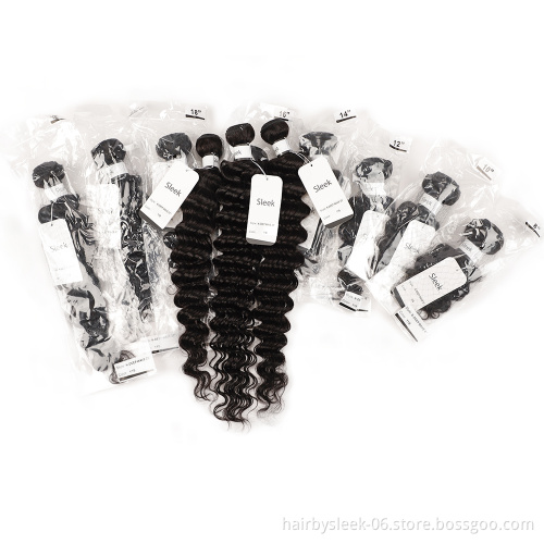 "Ready Stock" wholesale 10A grade DEEP WAVE natural black  for virgin raw cuticle aligned blonde human hair extension